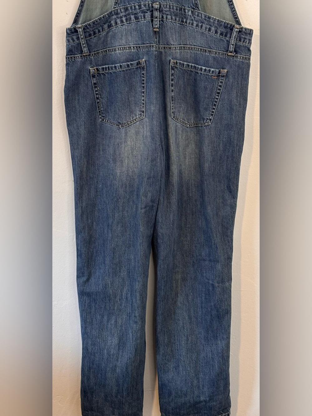 Designed by Special A in Los Angeles Distressed Denim Bib Overalls Size Large - Picture 6 of 15